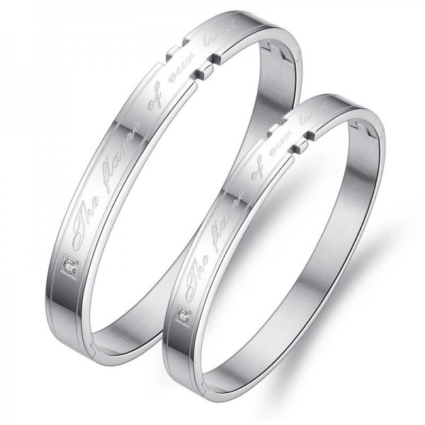 True Love Titanium Steel Inlaid Cubic Zirconia Lovers Bracelets