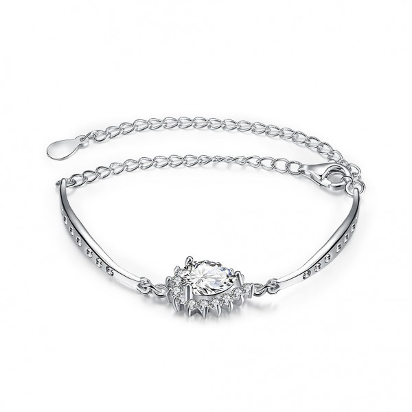 Charming Stylish S925 Sterling Silver Inlaid Cubic Zirconia Bracelet