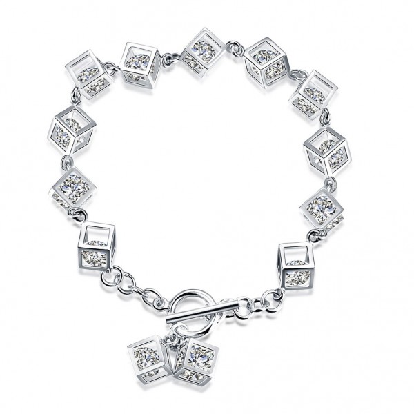 Fashion S925 Sterling Silver Inlaid Cubic Zirconia Bracelet