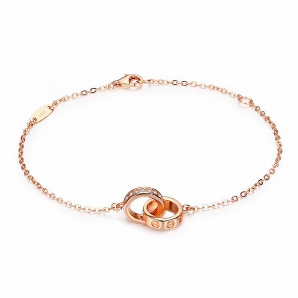 Infinite Love S925 Sterling Silver Inlaid Cubic Zirconia Plated Rose Gold Bracelets