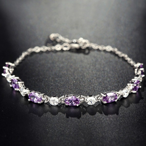 Romantic S925 Sterling Silver Inlaid Cubic Zirconia Crystal Bracelets