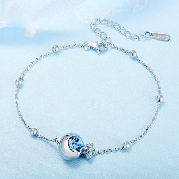 Romantic S925 Sterling Silver Inlaid Crystal Bracelet