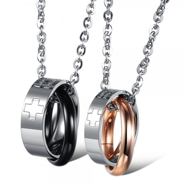 Rhinestone Fashion Titanium steel Couples Necklace Valentine'S Day Gift