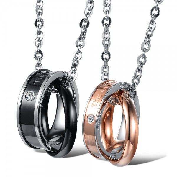 Rhinestone Titanium steel Couples Necklace Fashion Valentine'S Day Gift
