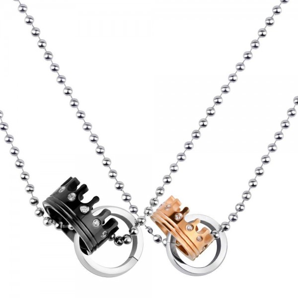 Fashion Lovers Rhinestone Titanium steel Couples Necklace Valentine'S Day Gift