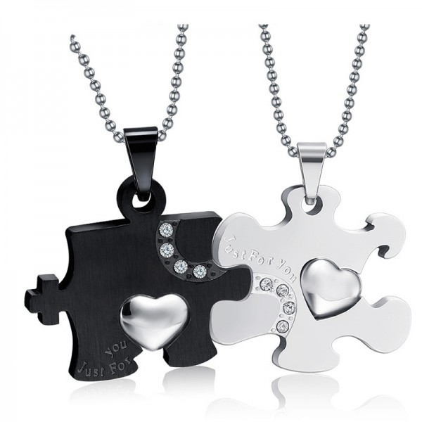 Rhinestone Trendy Titanium steel Couples Necklace Valentine'S Day Gift