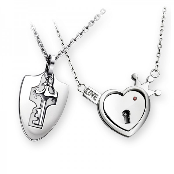 Rhinestone Exquisite Titanium steel Couples Necklace Valentine'S Day Gift