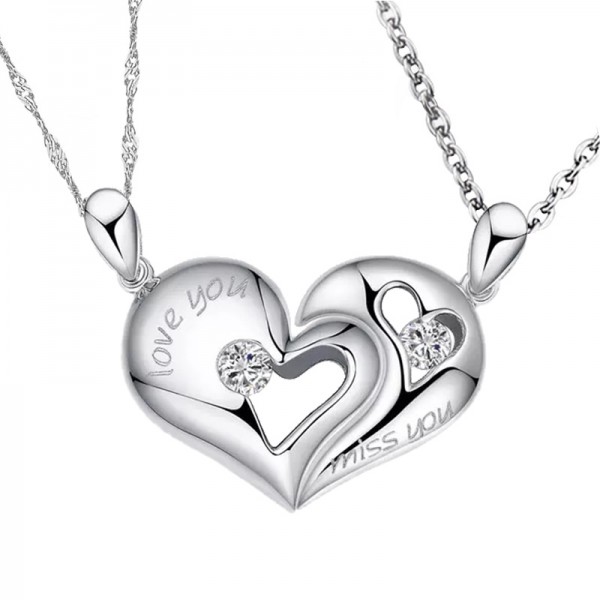 Creative Heart-Shaped Engraving Lovers Necklaces