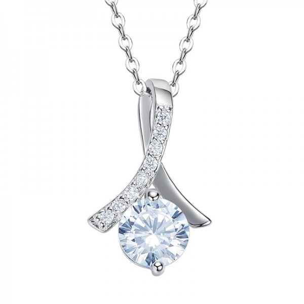 Stylish 925 Silver Lovely Rhinestone Ladies' Necklace With Chain