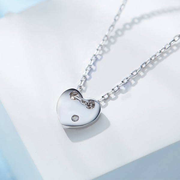 925 Silver Rhinestone Ladies' Necklace With Chain Valentine'S Day Present