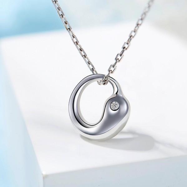 Valentine'S Day Present 925 Silver Rhinestone Ladies' Necklace With Chain