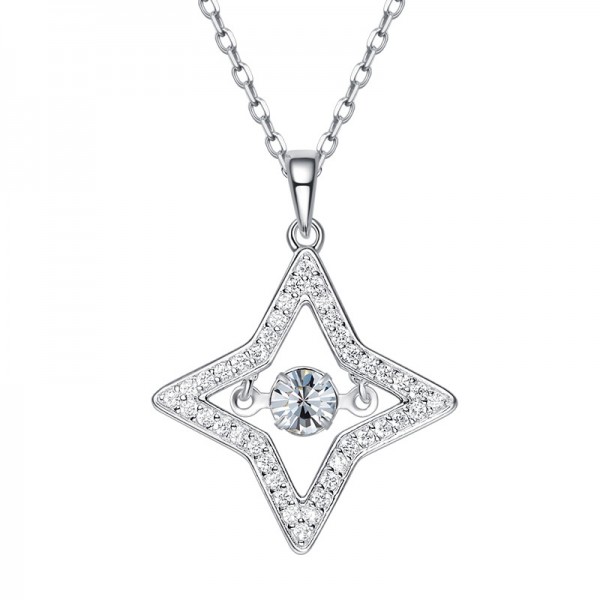 Chic 925 Silver Rhinestone Ladies' Necklace With Chain