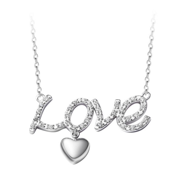 Silver Rhinestone Romantic Ladies' Necklace With Chain