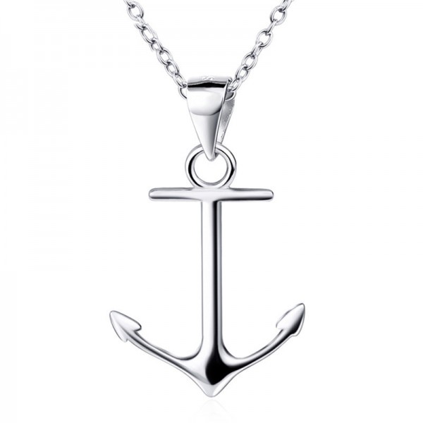 Silver Anchor Trendy Ladies' Necklace Valentine'S Day Present