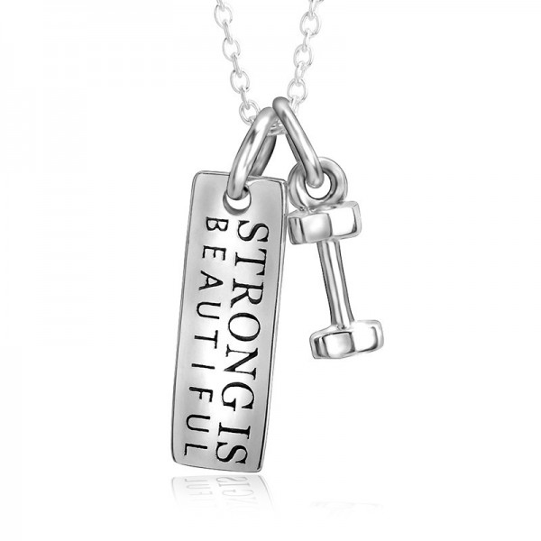 Silver Fitness Necklaces Dumbbells Ladies' Necklace With Chain