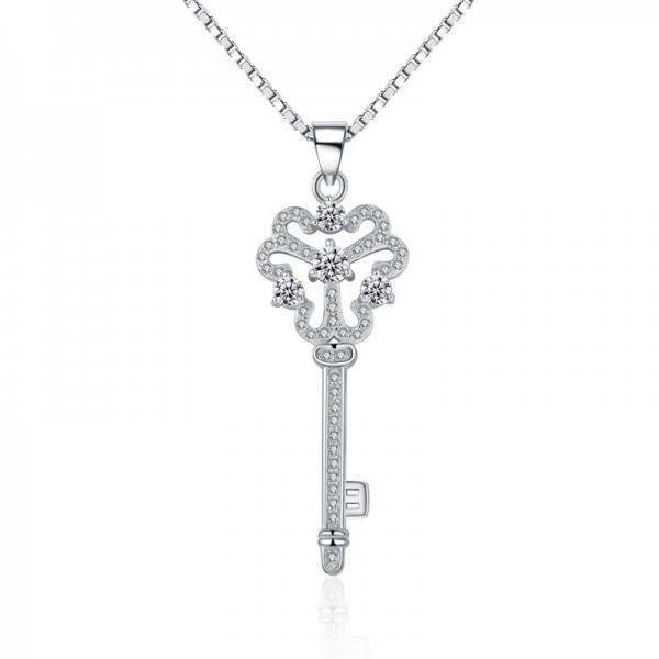 925 Silver 3A Zircon Ladies Necklace Fashion Pendant 