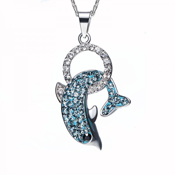 Lady 925 Sterling Silver Dolphin Necklace